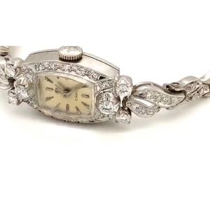 Vintage 14K White Gold and Diamond Ladies Omega Wrist Watch